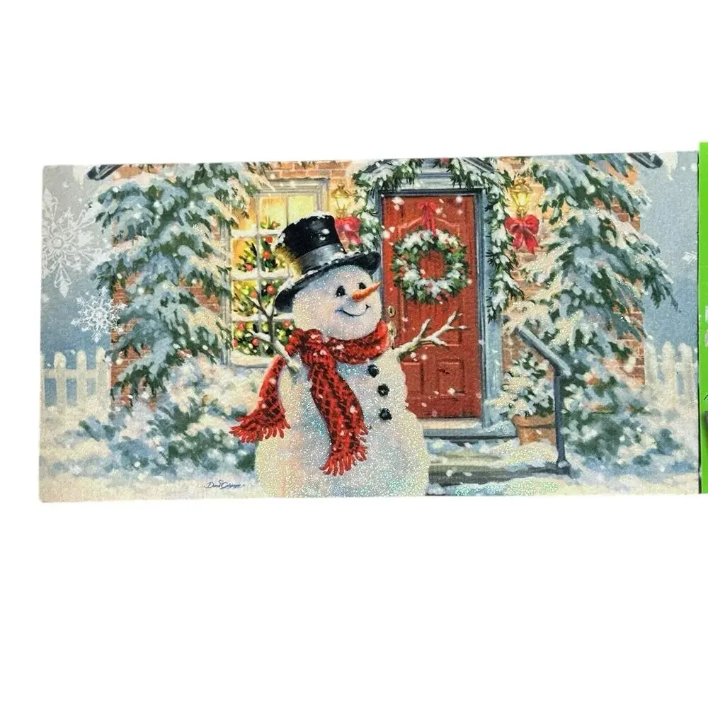 Evergreen Snow Place Like Home Sassafras Switch Door Mat Snowman Christmas 10x22